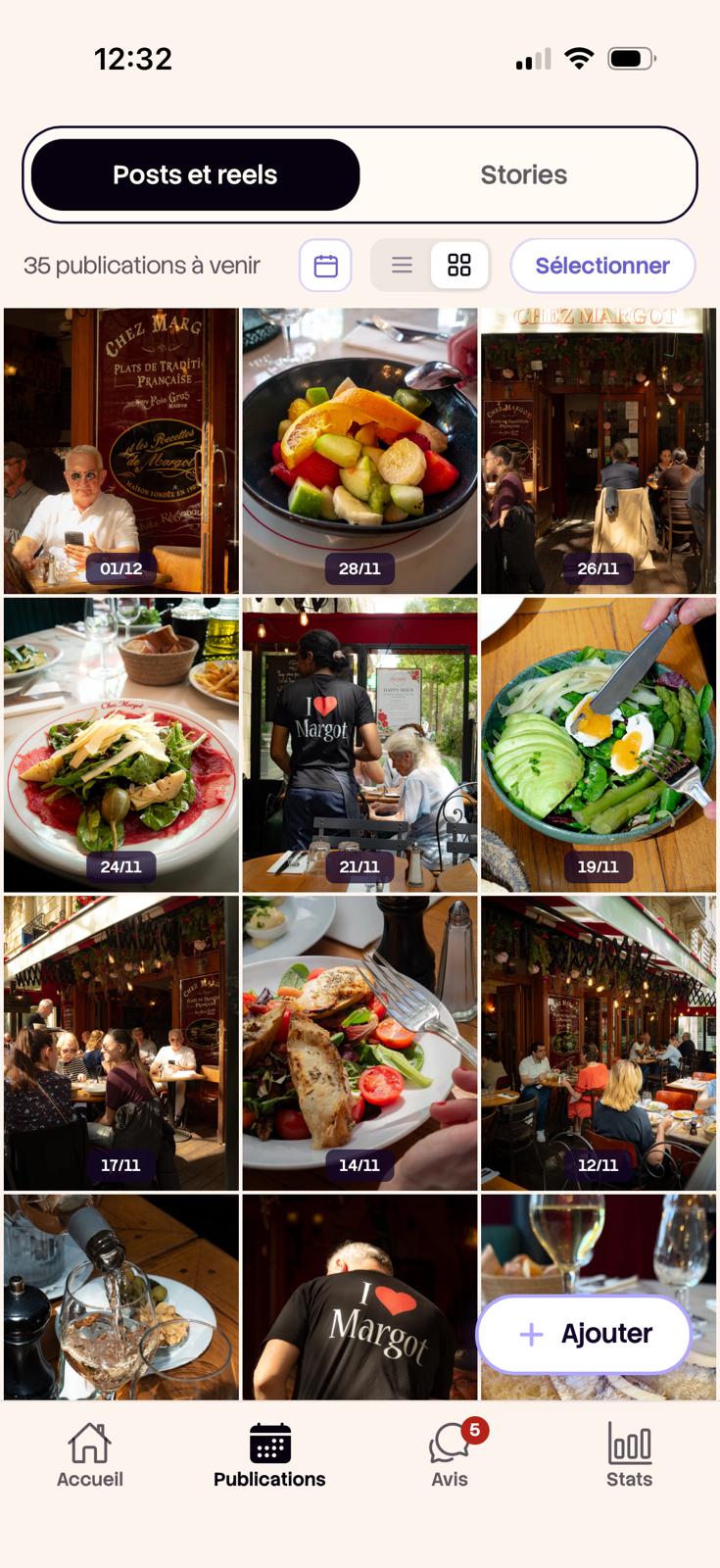 L’écran Publications de MyClerk, vue grille