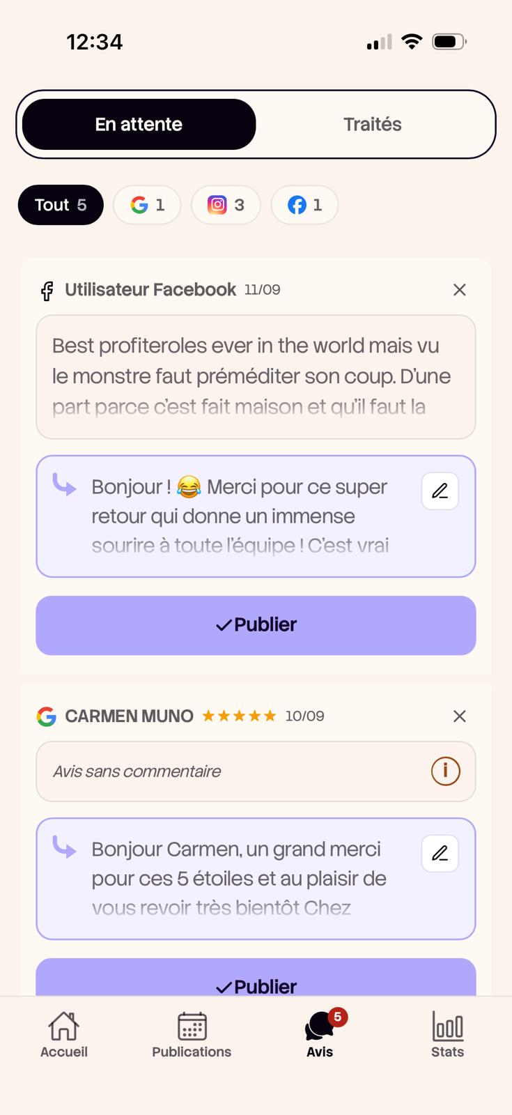 Un avis Google et sa réponse préparée par MyClerk