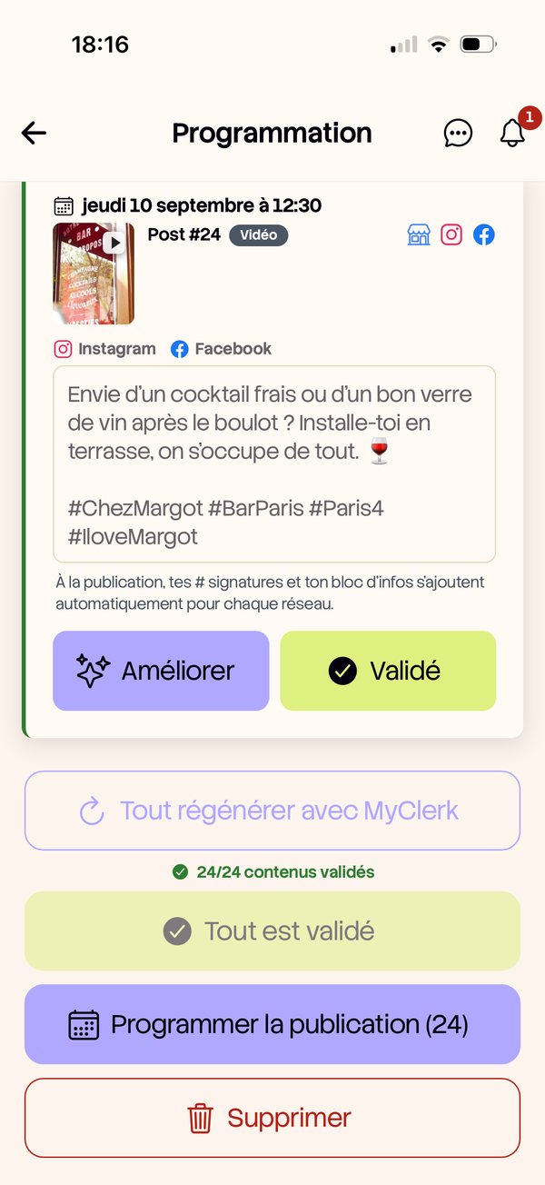 Écran MyClerk